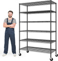 Heavy Duty 6-Tier Rolling Storage Shelves with Wheels for Garage
