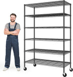 Heavy Duty 6-Tier Rolling Storage Shelves with Wheels for Garage