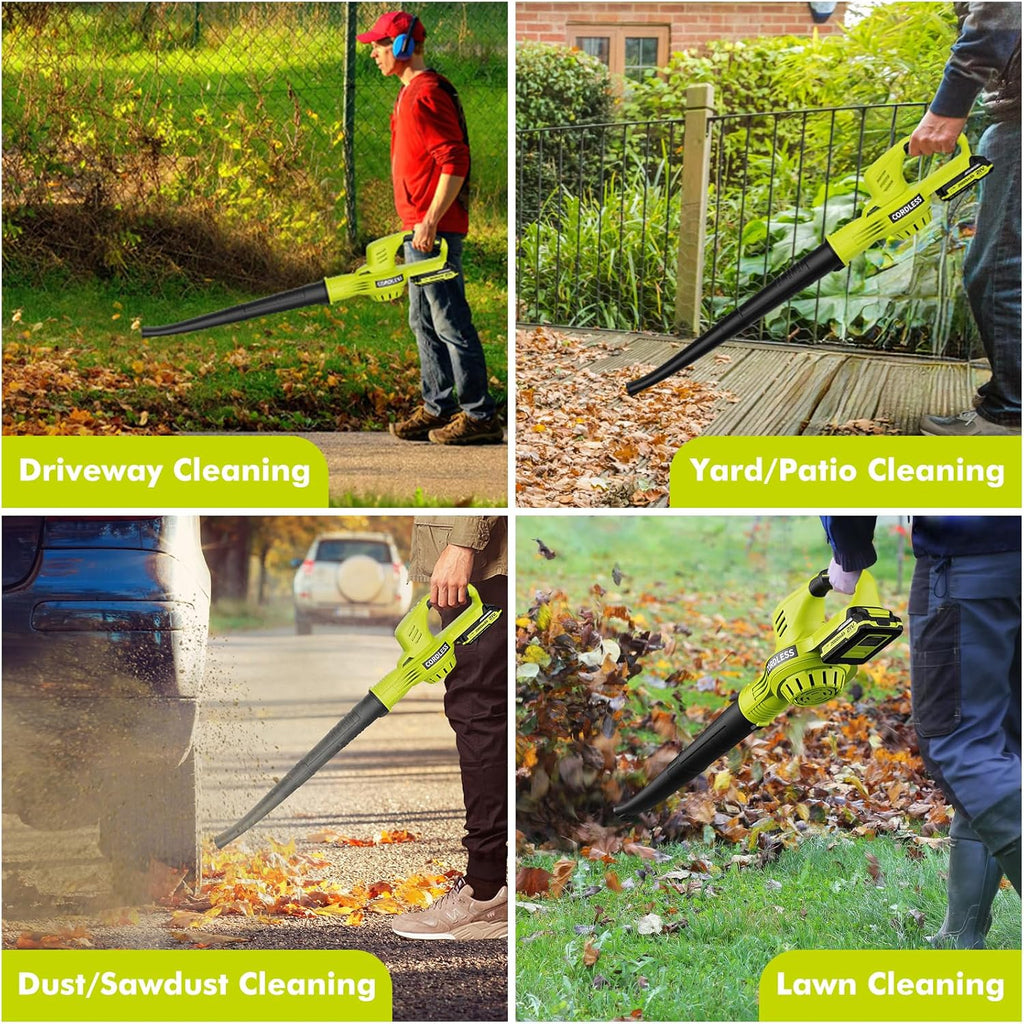 Leaf Blower Cordless 21V Electric with 2 Batteries and Charger lightweight