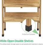 Yaheetech Potting Bench Outdoor Console Table w/3-Tier Storage,Natural Wood