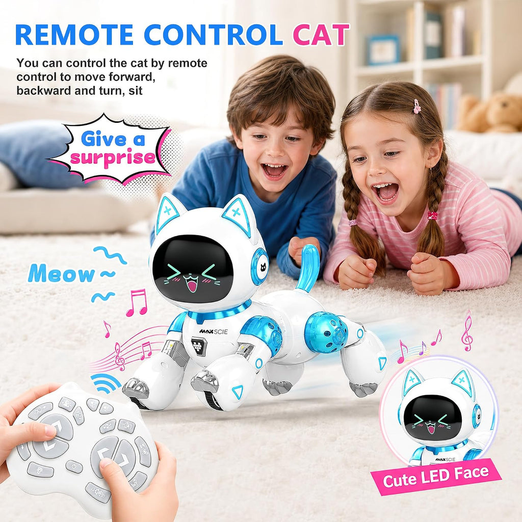 Remote Control Robot Cat - Voice Control Dancing Touch Mechanical Blue Cat Toy for Boys Girls,Kids Age 3-9 Christmas Birthday Surprise Gifts