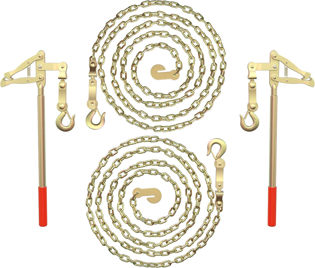 Fence Stretcher Tool Chain Link Fence Bar Puller, Heavy Duty Steel 19.7ft Chain Strainer Wire Tensioner, Barbed Wire Fence Tensioner and Repair Tool