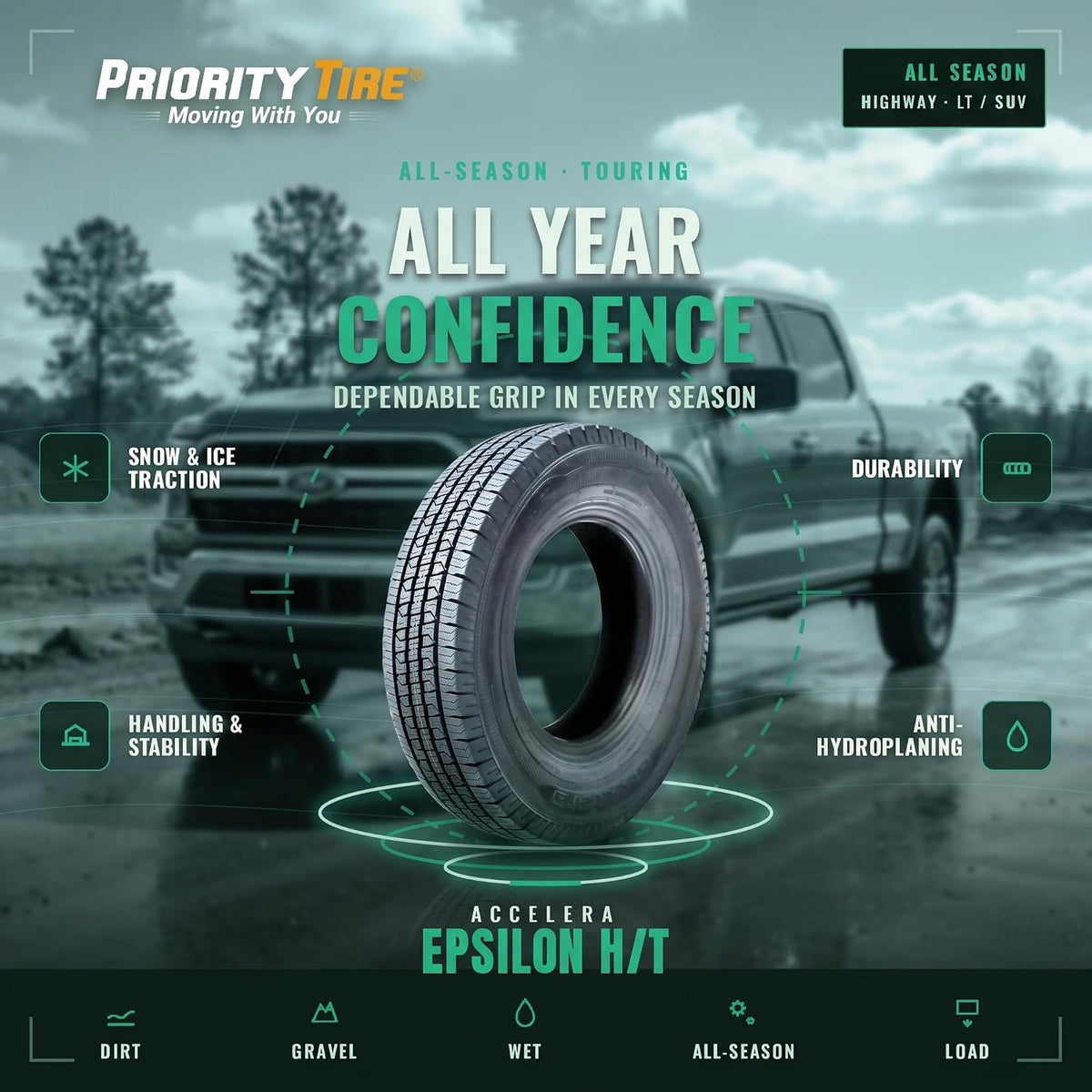 Accelera Epsilon H/T LT215/85R16 All Season 115/112R E (10 Ply) Radial Tire