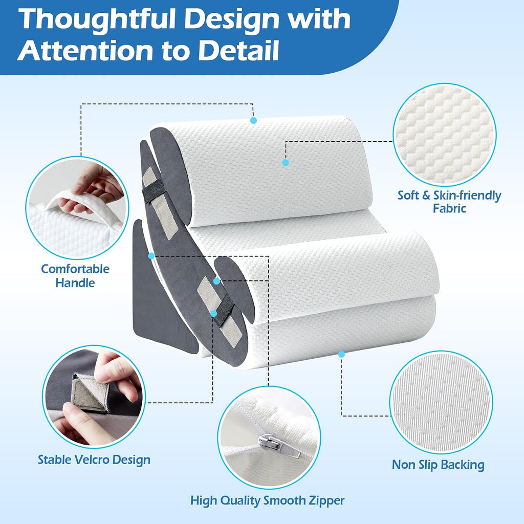 6PCS Wedge Pillow Set for After Surgery, Sit Up Pillow, White