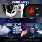 1200W Fog Machine,Halloween Smoke Machine with 6 LED Lights&Remote Control