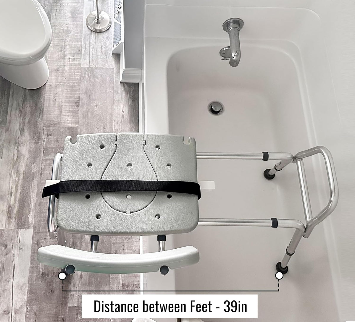 DMI Tub Transfer Bench and Shower Chair with Non Slip Aluminum Body, FSA Eligible, Adjustable Seat Height and Cut Out Access, Holds Weight up to 400