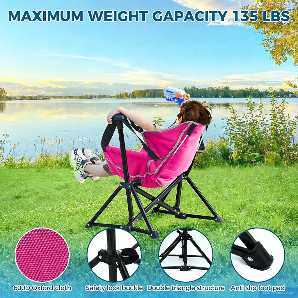 Kids Hammock Chair, Kids Camping Chair, Folding Chair, Pink