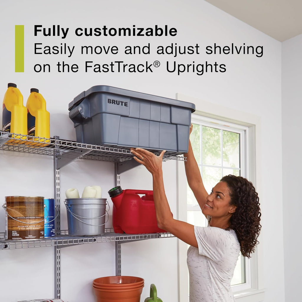 Rubbermaid FastTrack Rail Storage 48"x16" 3-Shelf Kit, 350 lbs. Per Shelf, for Home/Garage/Shed/Workshop Organization