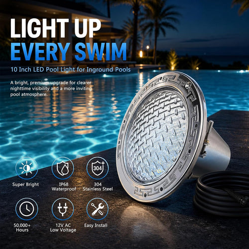 10 Inch LED Pool Light for Inground Pools, 120V 35W Ultra-Bright White