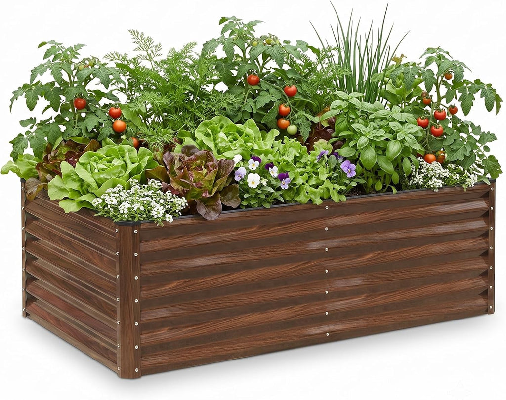 Galvanized Raised Garden Bed 6x3x2FT Outdoor Large Metal Planter Box Steel Kit for Planting Vegetables, Flowers