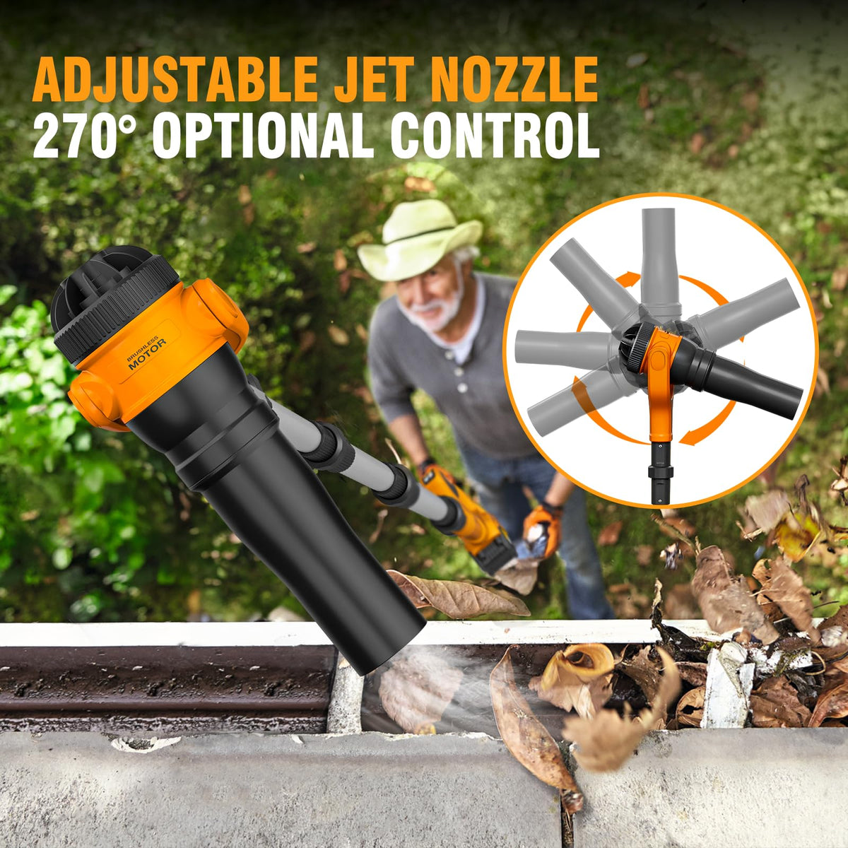 Alloyman Roof Gutter Cleaning from The Ground,40V Cordless Leaf Blowers