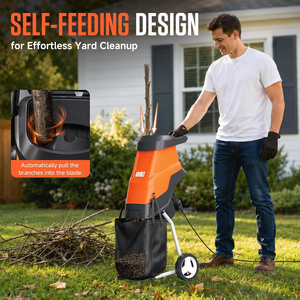 21:1 Electric Wood Chipper, 15-Amp Chipper Shredder