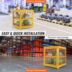 VEVOR Horizontal Cylinder Storage Cabinet, 4 Cylinder Capacity, 31x30x35 inch Propane Storage Cage, Gas Cylinder Cabinet with Yellow Powder Coat