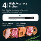 Wireless Meat Thermometer with WiFi 5G & Bluetooth 5.4, Smart Meat Thermometer for BBQ、Oven, Food Thermometer Digital with 4 Probes & 5 Sensors, NIST