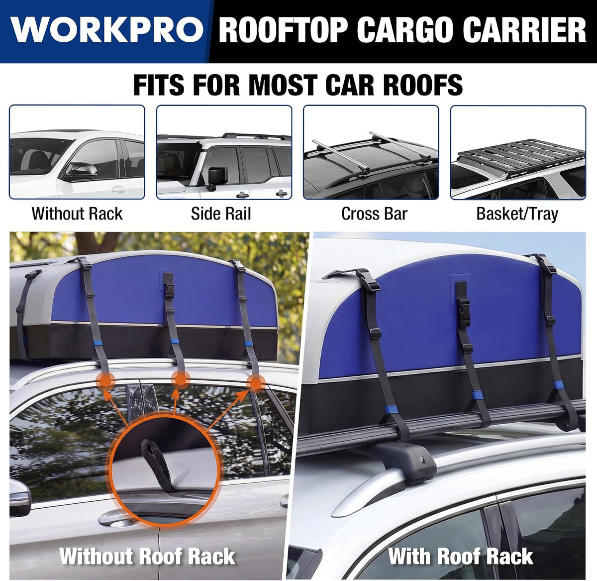 WORKPRO Rooftop Cargo Carrier Bag, 21 Cubic Feet Waterproof Car Roof Bag