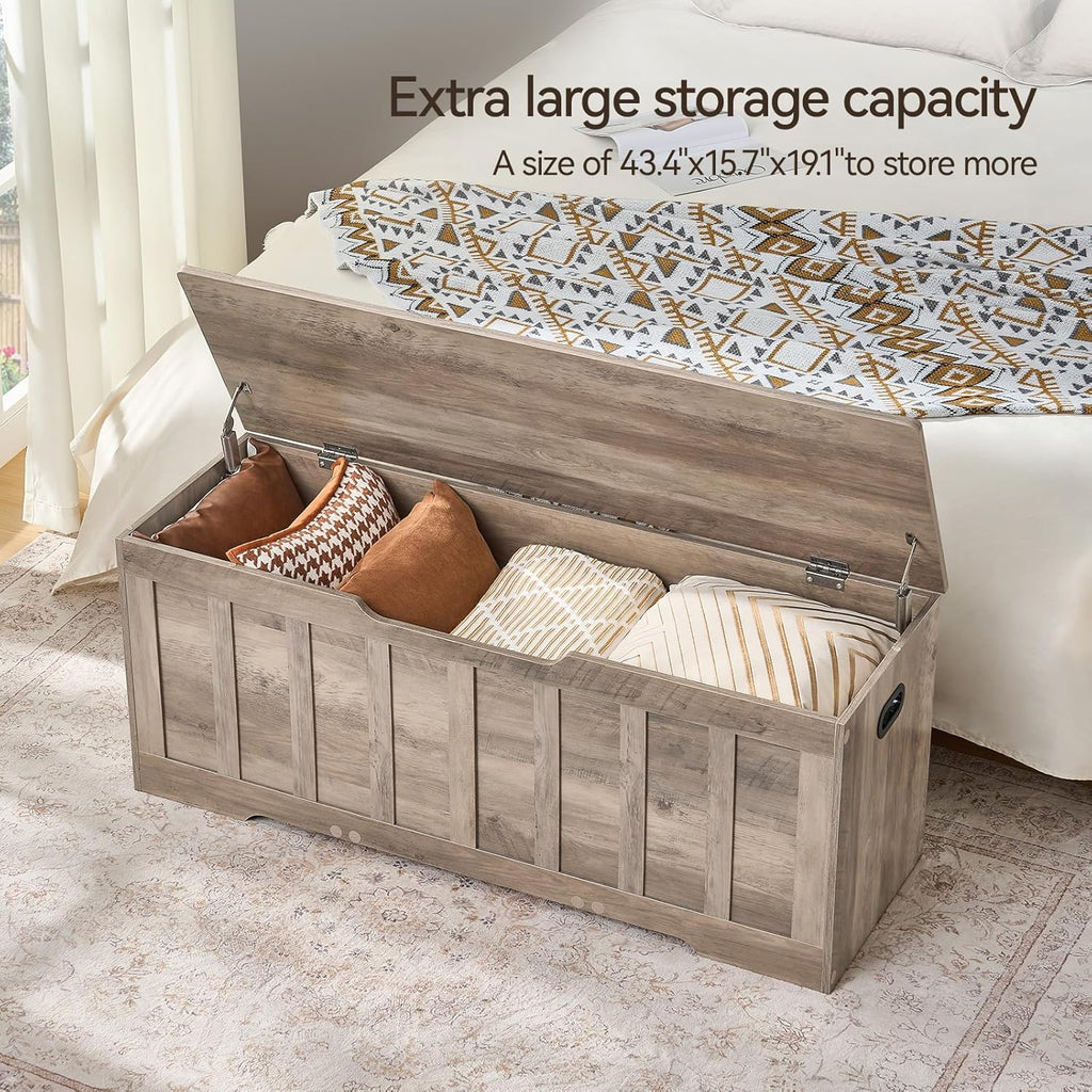 47.2" Storage Chest Extra Large,Wooden storage bench(Greige).