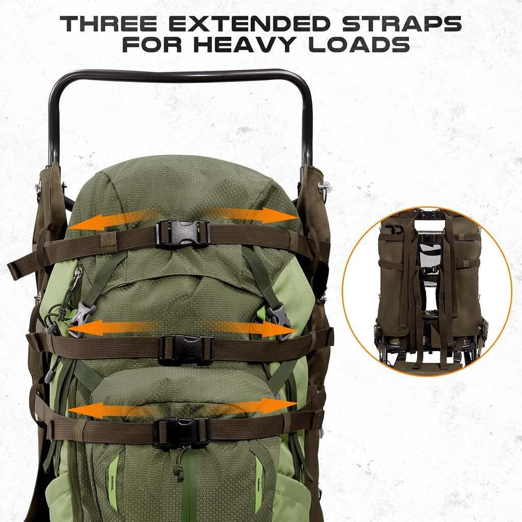 TR Aluminum External Frame Backpack, Adjustable Hunting Hiking Pack, Camo
