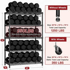 PrimeZone 36"W x 16"D x 79"H Wire Shelving with Wheels, 5-tier Metal Shelf
