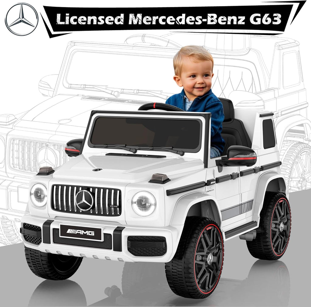 ANPABO 12V 7AH Licensed Mercedes-Benz G63 Electric Car for Kids, White