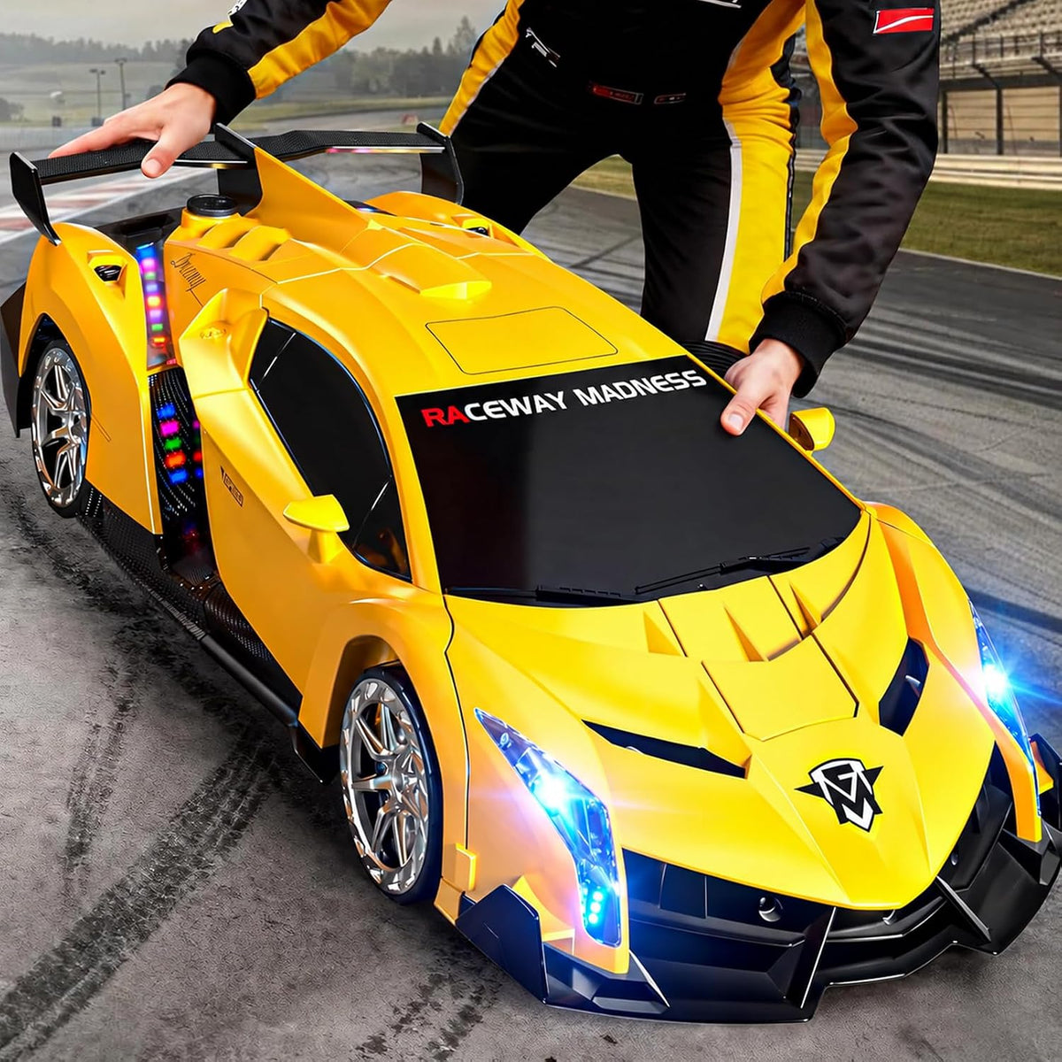 1:10 Big Size Transform RC Car, Gesture Sensing Remote Control Car (Yellow)