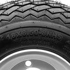8" Steel Golf Cart Wheels Glossy White and Arisun Turf Sail (18/8.5-8) Golf Cart Tires - Set of Four