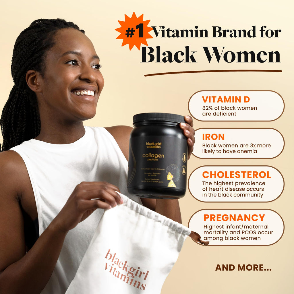 Black Girl Vitamins | Collagen Peptides Powder - Collagen for Skin, Hair & Nails - Unflavored Hydrolyzed Collagen Powder, Dairy-Free, Gluten-Free