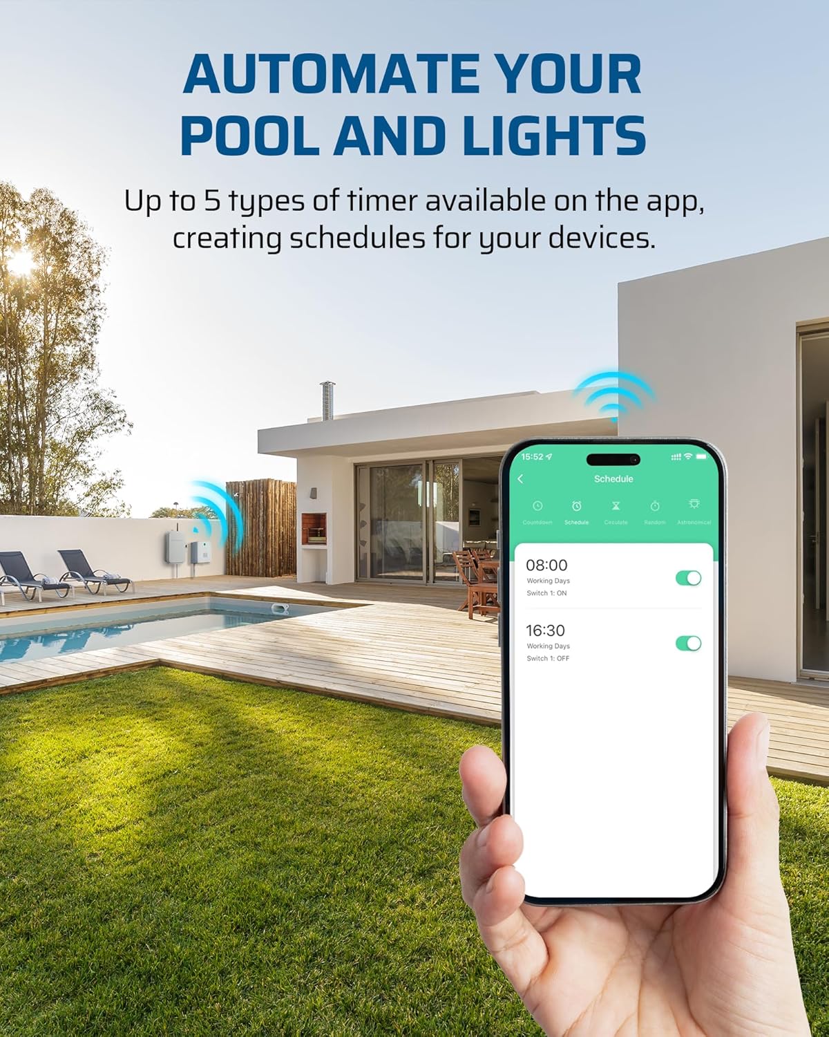 DEWENWILS Pool Pump Timer, Outdoor Smart WiFi Timer Box, 40A 240VAC 3HP
