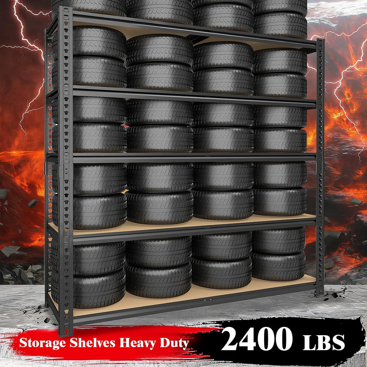 72" H Storage Shelves,Storage Shelves Heavy Duty,2400LBS Metal Shelving Units,Adjustable Garage Shelving Heavy Duty for Garage Storage,Warehouse