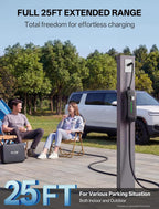 Level 1&2 EV Charger,12/16 Amp 6-20P/5-15 Adapter,25ft for J1772 EVs