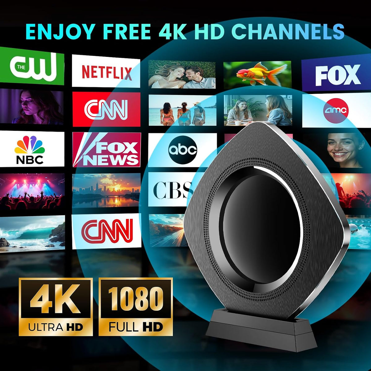 TV Antenna for Smart 6000+Miles, Best Digital TV Antenna Indoor/Outdoor