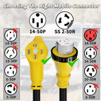 PlugSaf 50 Amp Generator Cord, 25FT 50 Amp RV Extension Cord 14-50P/SS2-50R