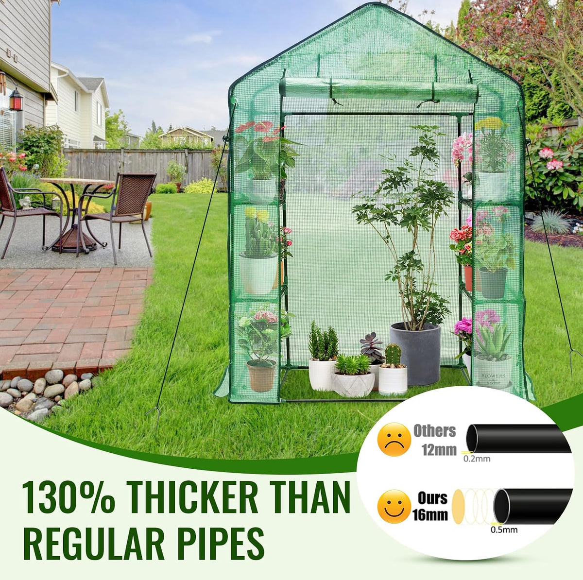 Greengro Greenhouse, 28 x 57 x 76'' Walk in Greenhouses for Outdoors Indoor