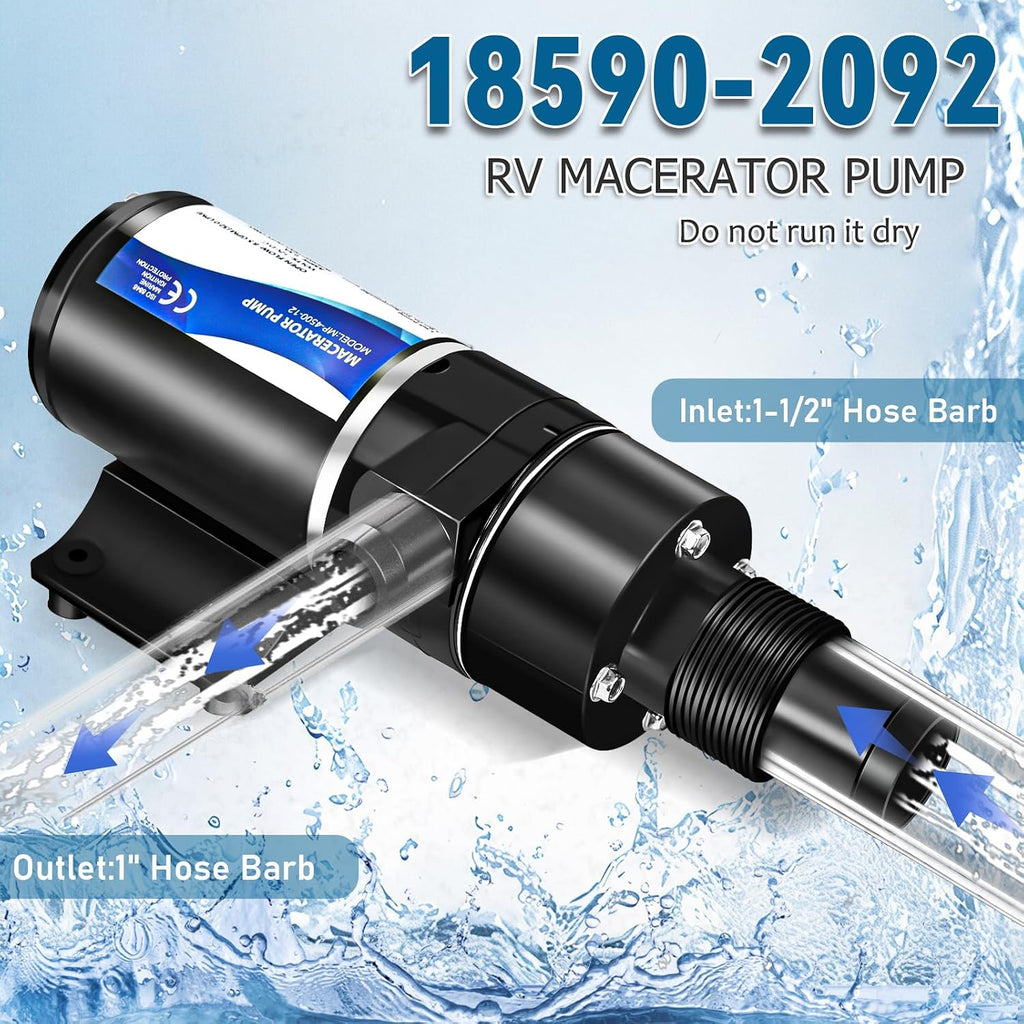 12V Macerator Pump Compatible with Jabsco 18590-2092 DC Waste Pump for RV