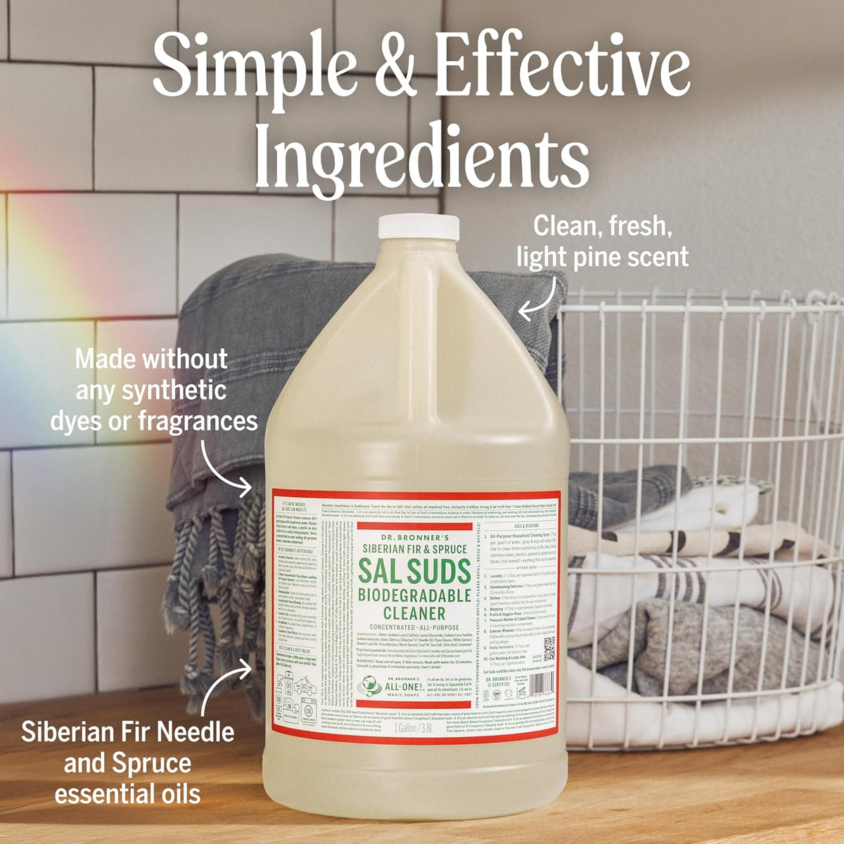 Dr. Bronner's Sal Suds All-Purpose Cleaner, Fir & Spruce Pine, 1 Gallon