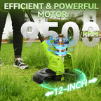 20V Cordless Weed Wacker, Battery Powered Weed Eater with 2 Batteries