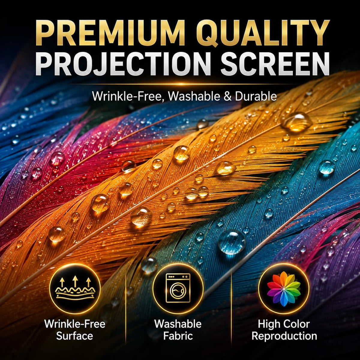 Outdoor Projector Screen with Stand, TOWOND 120 inch Portable Movie Screen, 16:9 HD Foldable Anti-Crease Projection Screen with Carry Bag for Sports