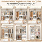 Aheaplus Closet System, 4-9Ft Closet Organizer with 4 Wooden Drawers, White