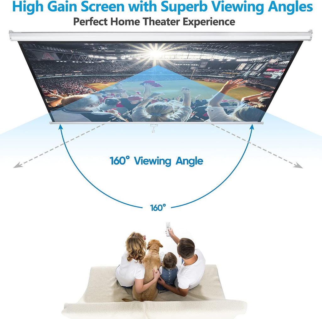SUPER DEAL 100'' 16:9 HD Projection Screen Foldable Anti-Crease Portable Projector Movie Screen Manual Pull Down for Home Theater Presentation