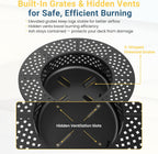 43" Large Fire Pit for Outside with 2 Adjustable Grills,Lid & Fire Poker