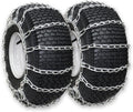 Set of 2 Snow Tire Chains for Lawn Tractor, Riding Mower, Snow Blower - Zinc Plated 2 Link Enhanced Traction Garden Tractor Chains - Fits 20x8x8