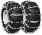 Set of 2 Snow Tire Chains for Lawn Tractor, Riding Mower, Snow Blower - Zinc Plated 2 Link Enhanced Traction Garden Tractor Chains - Fits 20x8x8