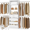 Aheaplus Closet System, 4-9Ft Closet Organizer with 4 Wooden Drawers, White