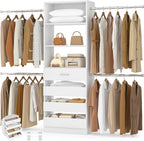 Aheaplus Closet System, 4-9Ft Closet Organizer with 4 Wooden Drawers, White