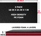 Tool Box Foam Organizer 48x24x1 inch 3Pack, Kaizen Sheets for Pro Tool Control, Custom Tool Shadow Inserts for Cases & Drawers, High Density