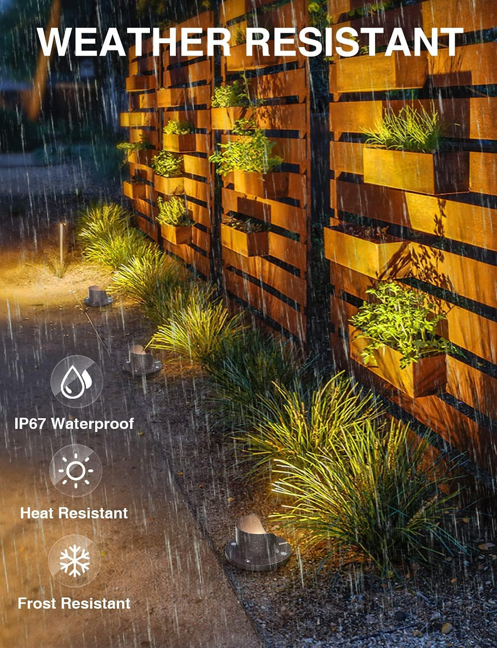 SUNVIE 12-Pack 12W 3000K LED Low Voltage Landscape Well Lights, Shield Top