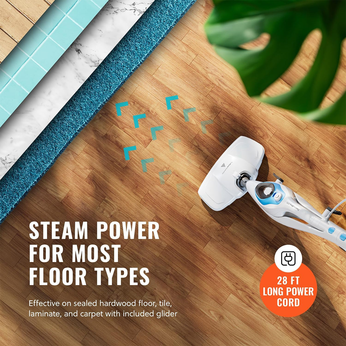 PurSteam 10-in-1 Steam Mop, Floor Steamer with Detachable Handheld Steam Cleaner for Tile, Hardwood Floors