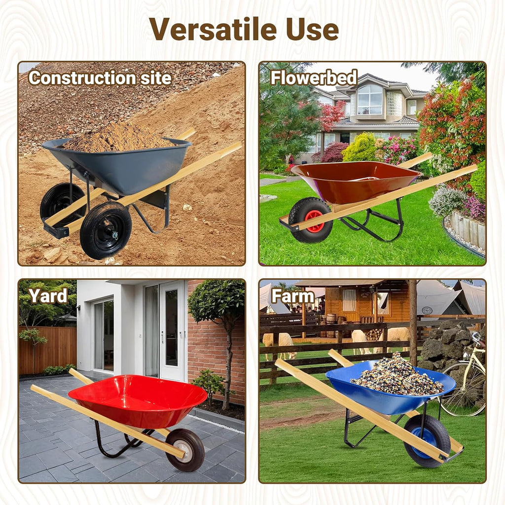 Wheelbarrow Handles Replacement Kit,59'' Wooden Wheel Barrow Parts