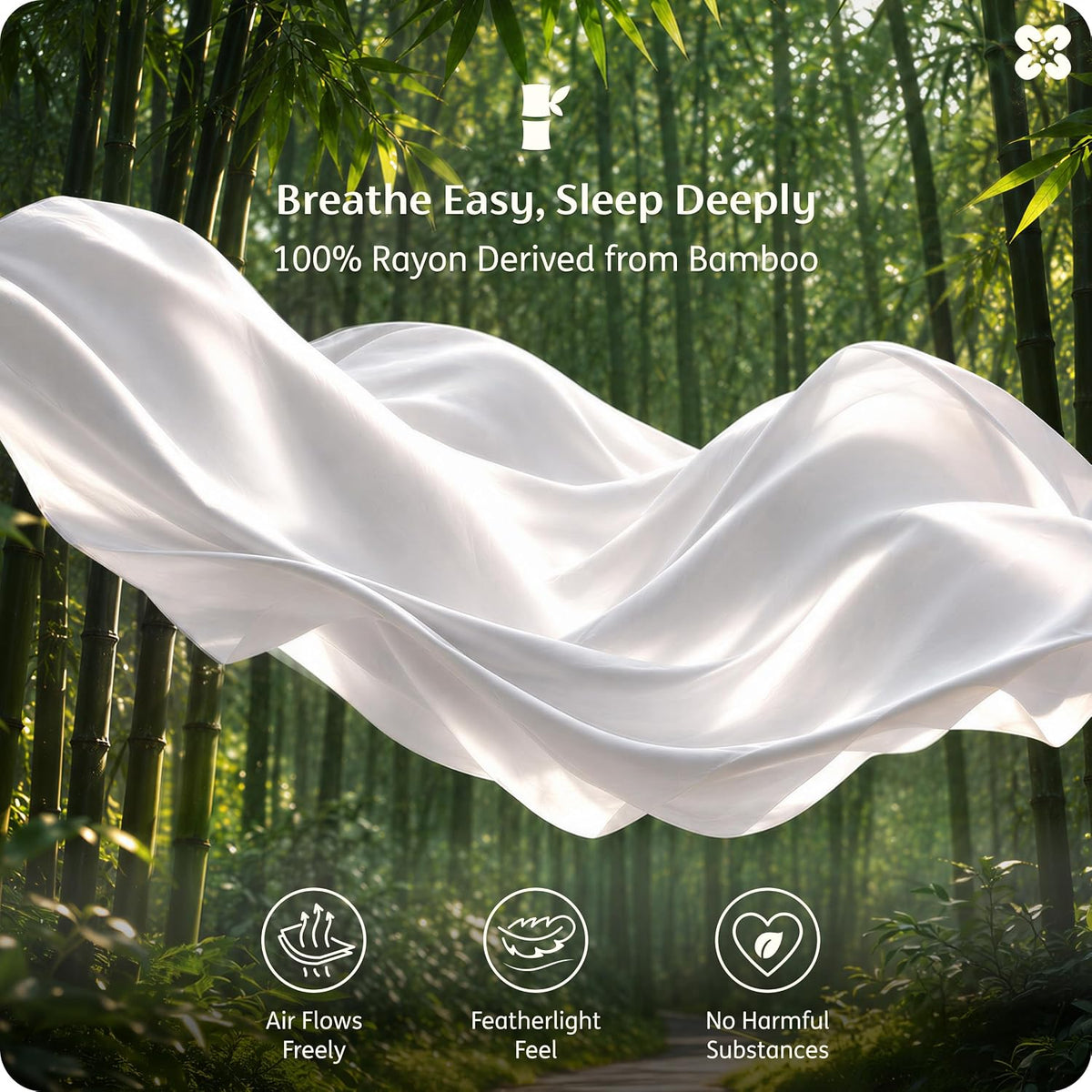 Bedsure PureWoven 100% Rayon Derived from Bamboo, King Size Sheets Set