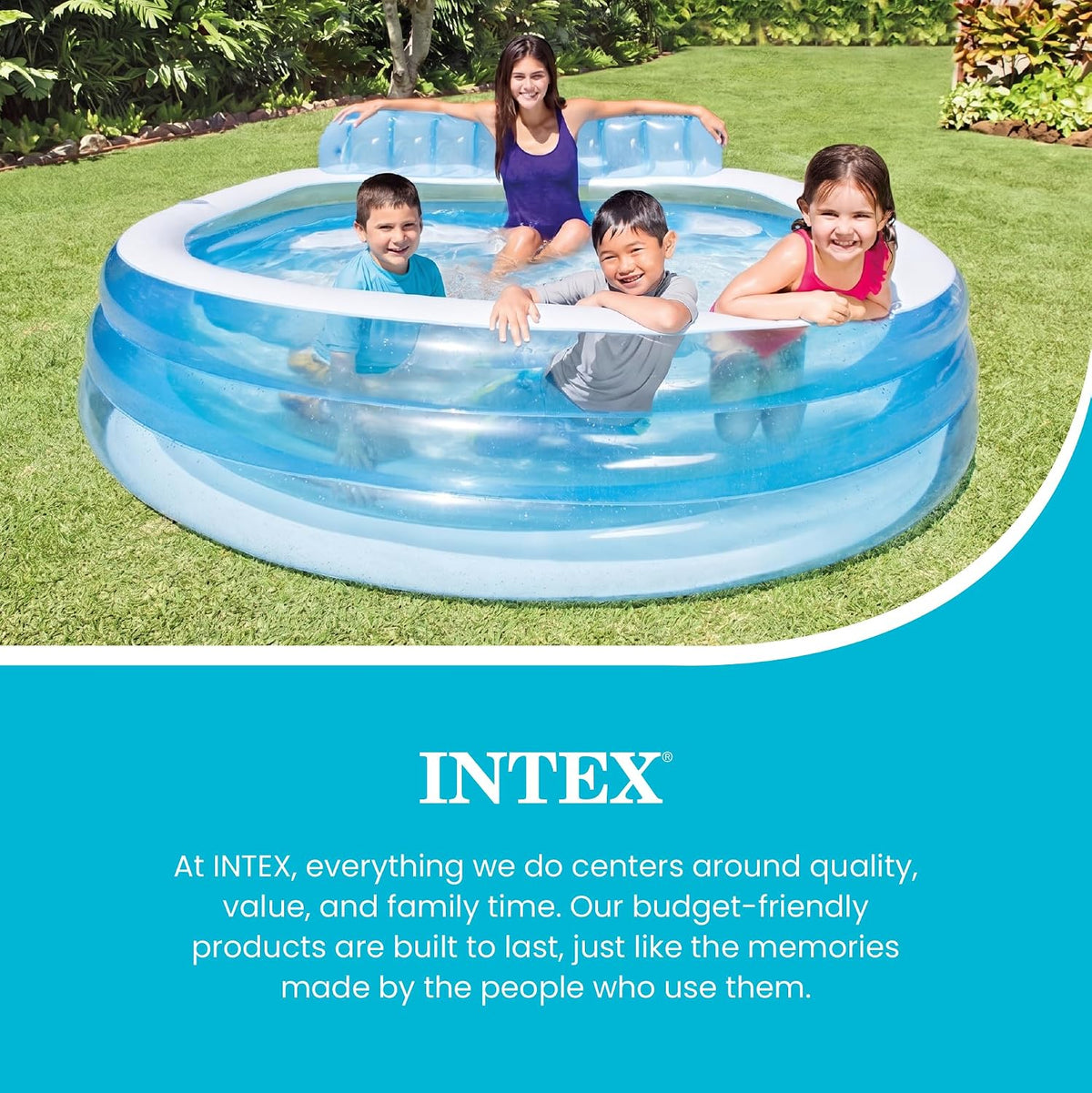 INTEX Round Family Lounge Inflatable Swimming Pool for Kids and Adults
