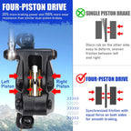 TOBWOLF MTB Hydraulic Disc Brake Set, Four-Piston Bike Brake Upgrade Kit